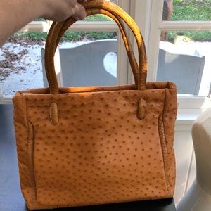 Exquisite ostrich genuine leather hand bag!  Perfect condition, never used.